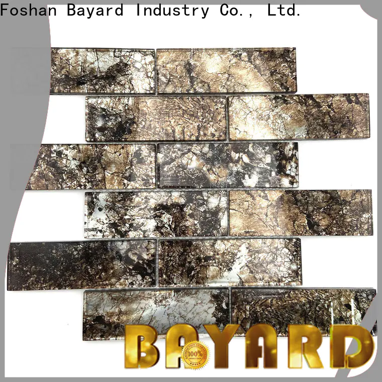 Bayard wooden iridescent glass mosaic tile factory for decoration