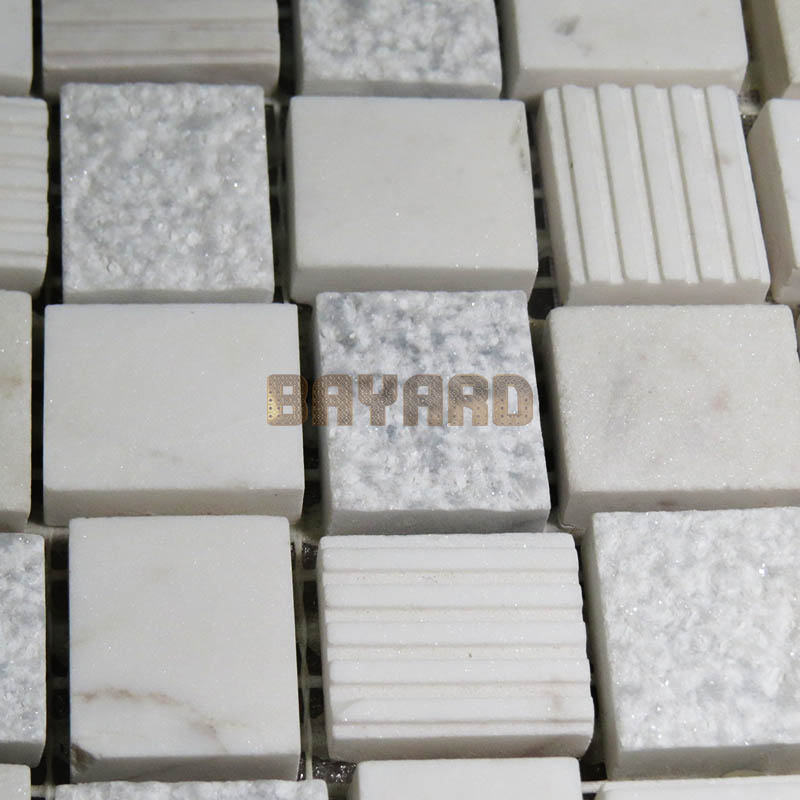 Anti-slip light grey mix white marble mosaic tiles mosaic bathroom tiles AM306GL