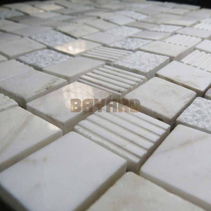 Anti-slip light grey mix white marble mosaic tiles mosaic bathroom tiles AM306GL