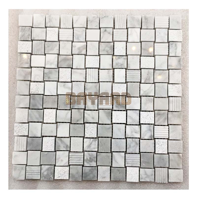 Anti-slip light grey mix white marble mosaic tiles mosaic bathroom tiles AM306GL