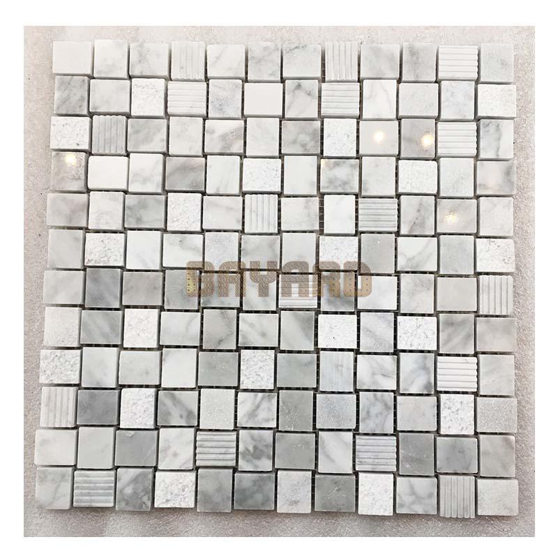 Anti-slip light grey mix white marble mosaic tiles mosaic bathroom tiles AM306GL