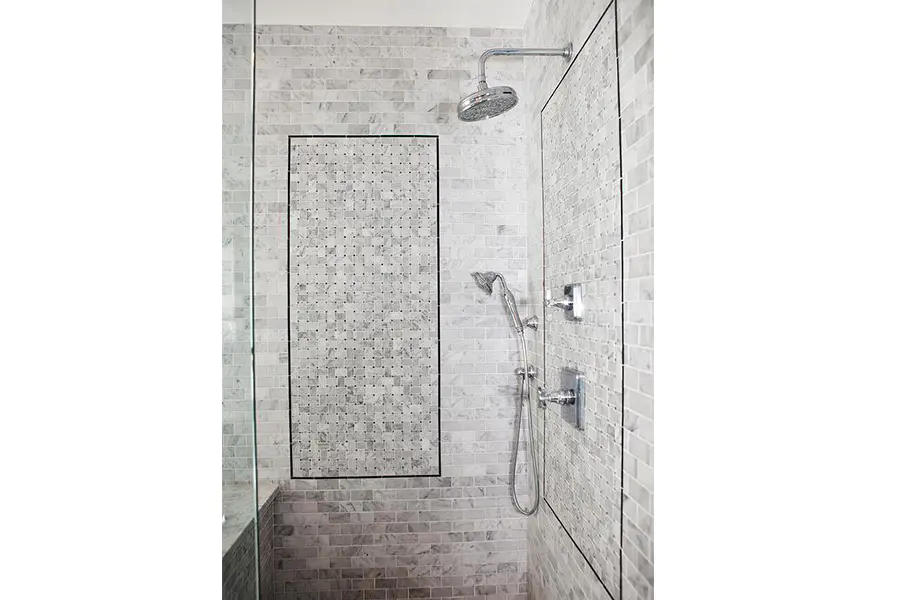 Shower places using anti-slip marble mosaic tile