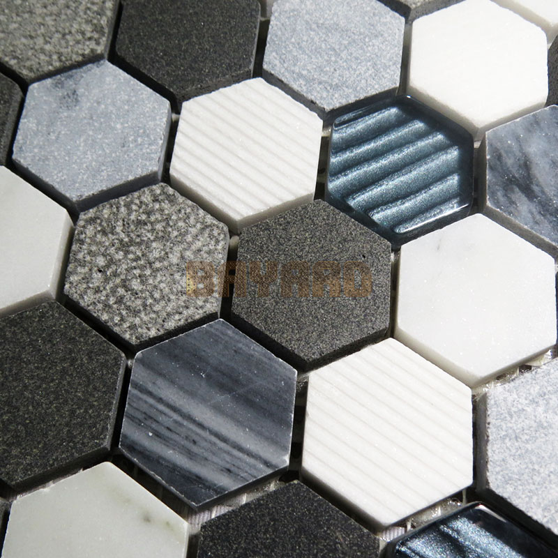 Marble mosaics anti-slip light grey mix white marble mosaic tiles blue stone mosaic tile AM301HY