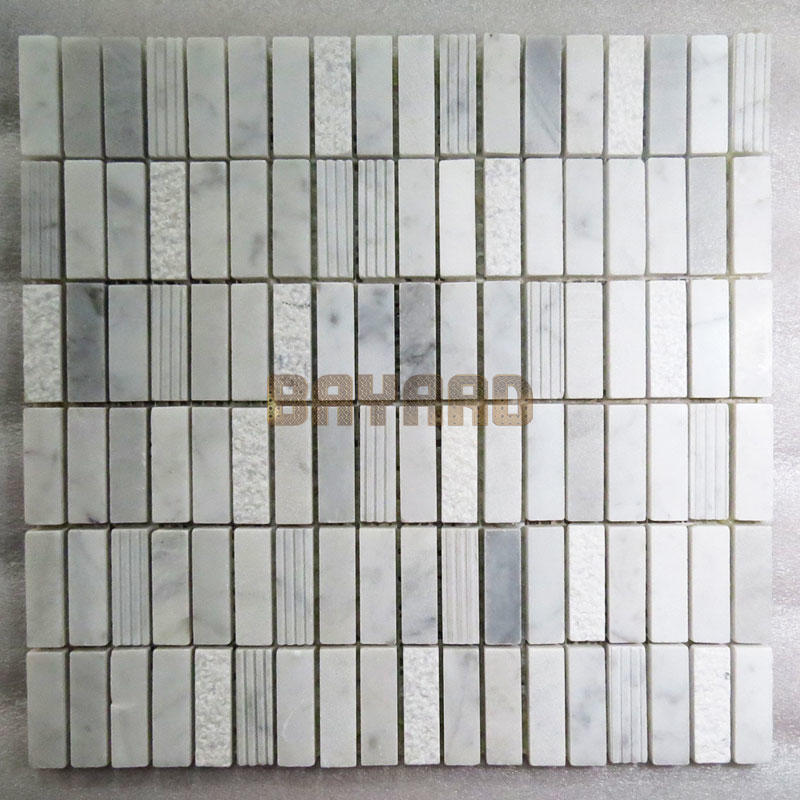 Light Grey and white marble mosaic tiles rectangle mosaic tiles marble mosaic tile sheets