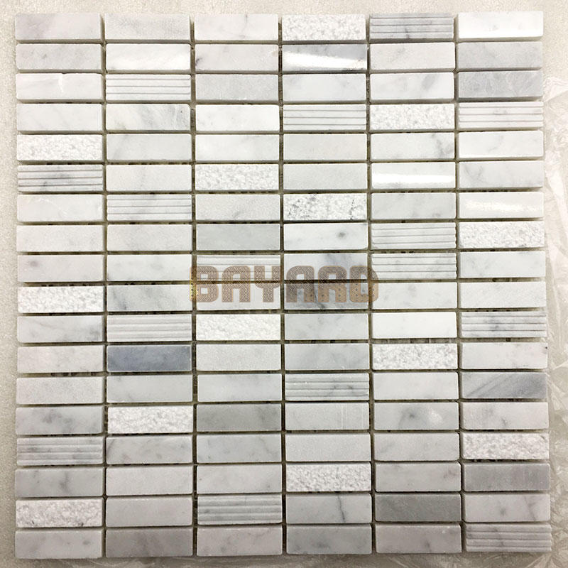 Light Grey and white marble mosaic tiles rectangle mosaic tiles marble mosaic tile sheets
