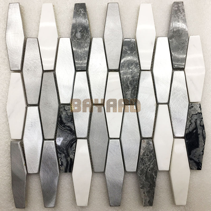 Metal mix marble mosaic tiles stone mosaic tile sheets metal mosaic tiles natural stone mosaic tile backsplash