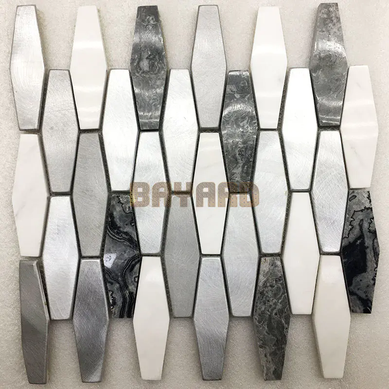 Metal mix marble mosaic tiles stone mosaic tile sheets metal mosaic tiles natural stone mosaic tile backsplash