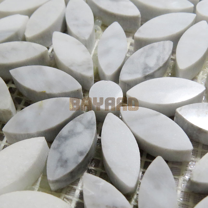 Flower shape marble mosaic tiles granite mosaic tile sheets silver grey mosaic tiles