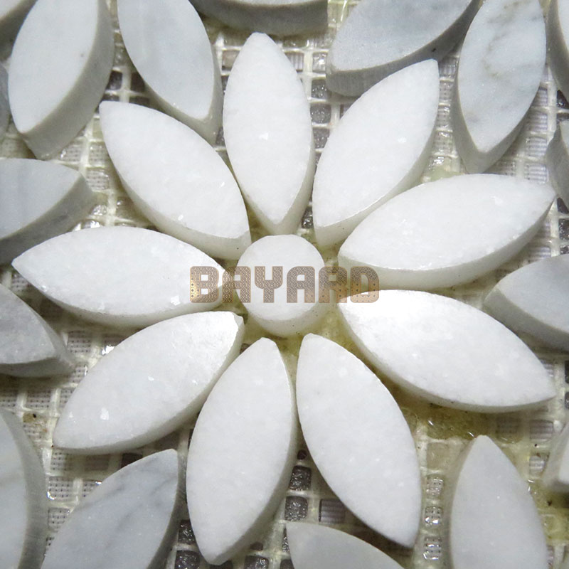 Flower shape marble mosaic tiles granite mosaic tile sheets silver grey mosaic tiles