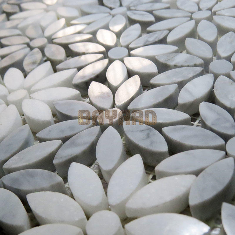 Flower shape marble mosaic tiles granite mosaic tile sheets silver grey mosaic tiles