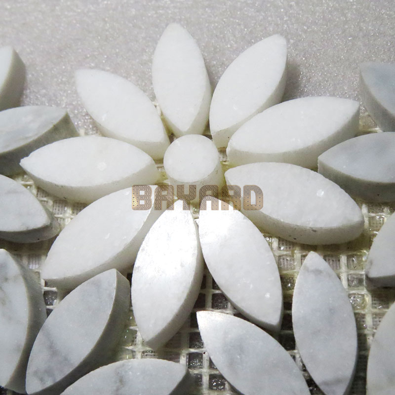 Flower shape marble mosaic tiles granite mosaic tile sheets silver grey mosaic tiles