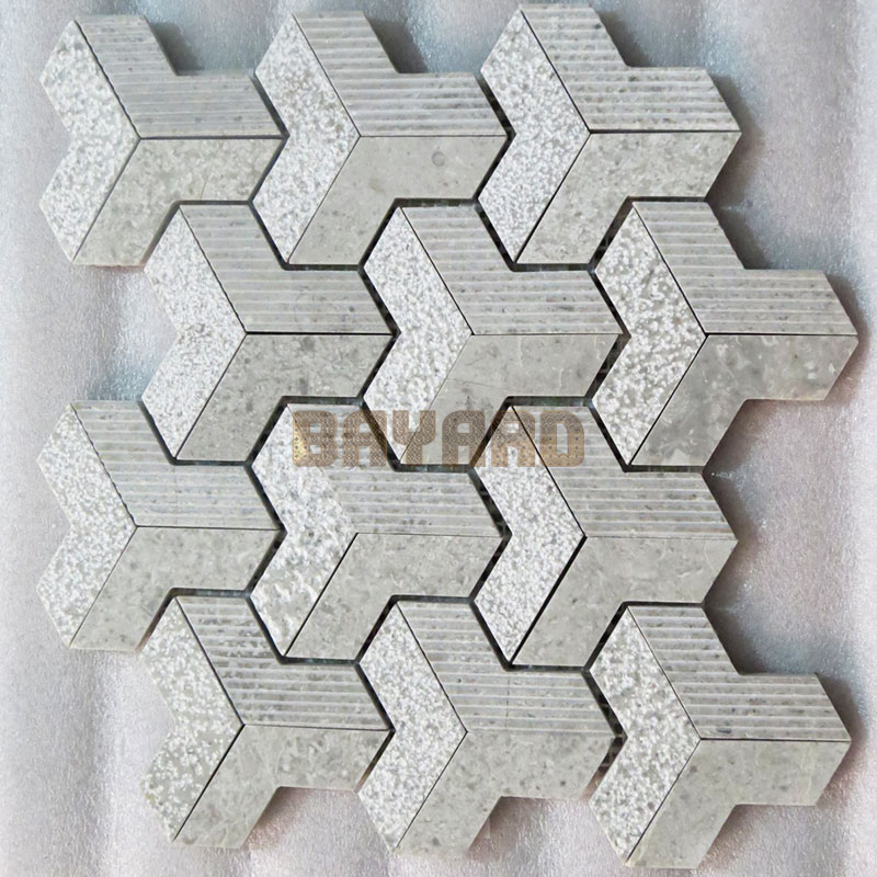 China factory marble stone mosaic tiles gray mosaic tile stone effect mosaic tiles grey mosaic bathroom wall tiles