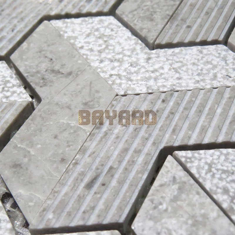 China factory marble stone mosaic tiles gray mosaic tile stone effect mosaic tiles grey mosaic bathroom wall tiles