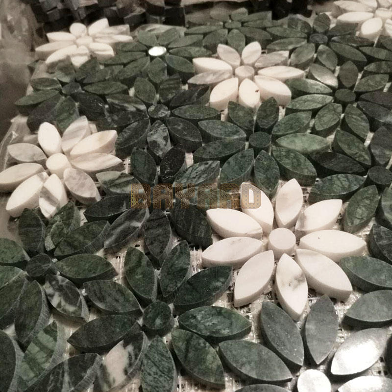China Foshan Green marble stone mosaic tiles dark green mosaic tiles mosaic tile splashback