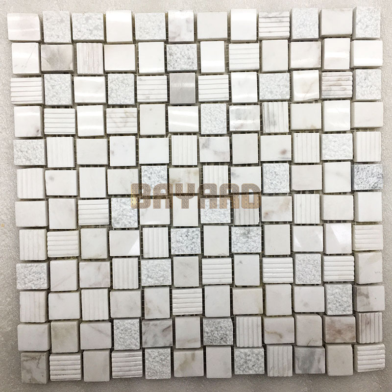 Rectangle chips white stone mosaic tiles mosaic flooring random mosaic tile