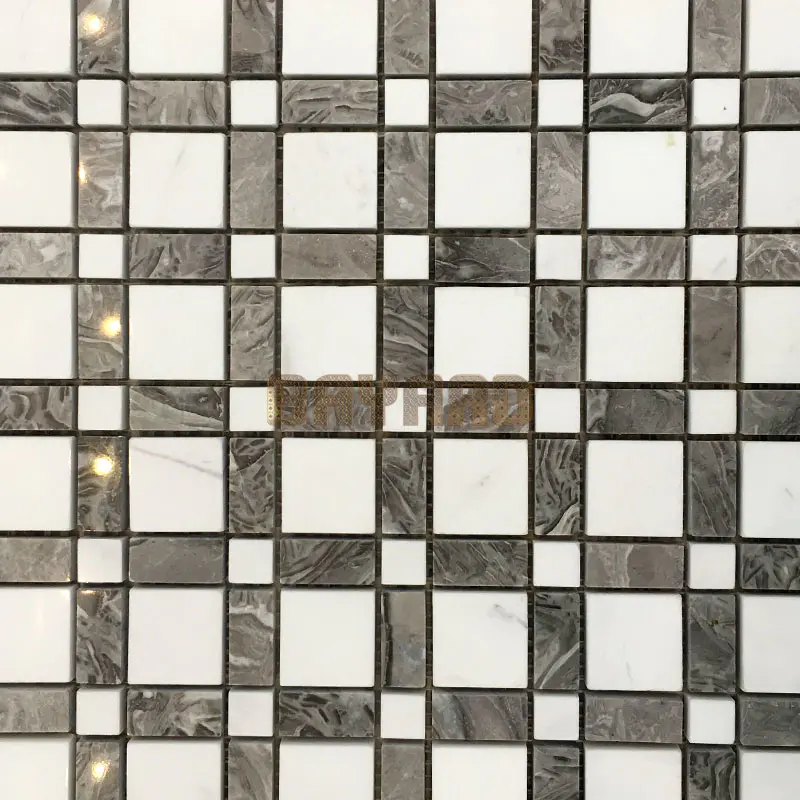 Square chips white stone mosaic tiles mixed mosaic tiles mosaic floor tile sheets