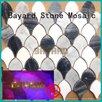 Spanish umbrella-type/shell-type chips marble stone mosaic tiles in Foshan Factory round mosaic tiles grey mosaic floor tiles black grey mosaic tiles