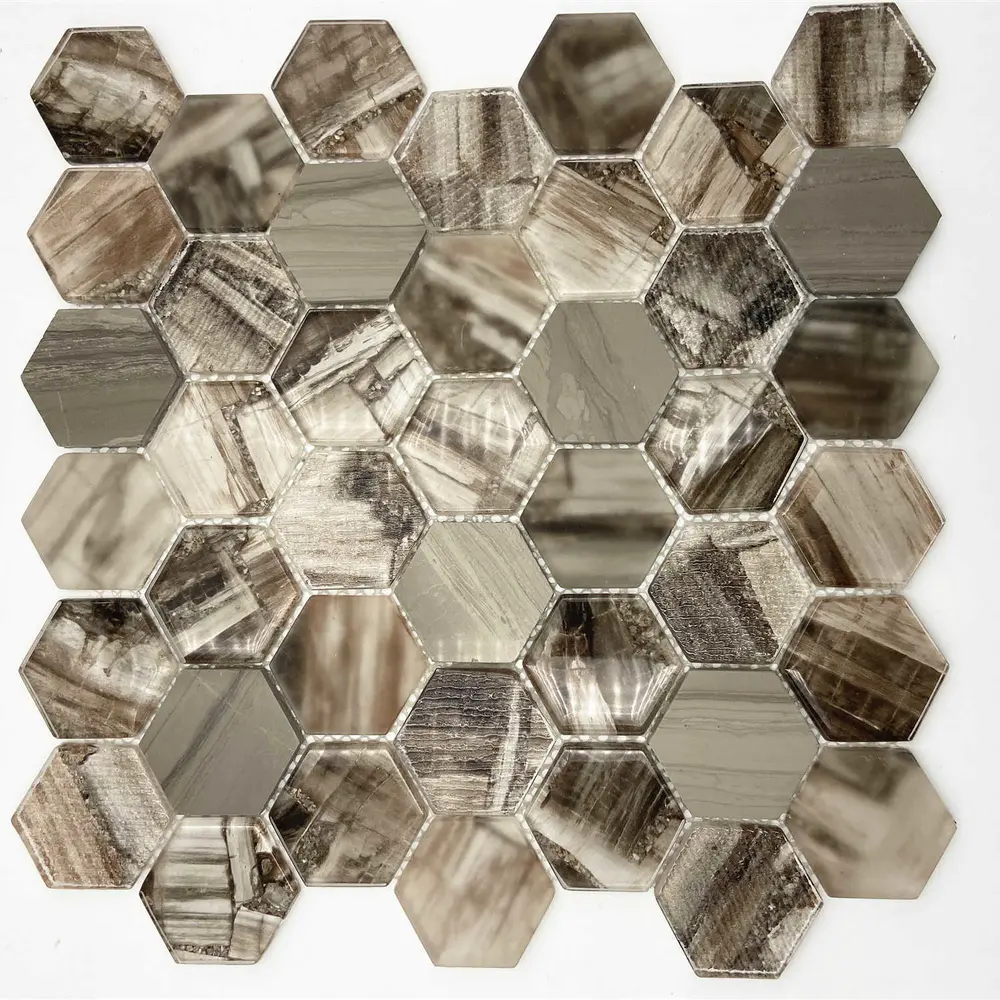 Brown glass mosaic tile