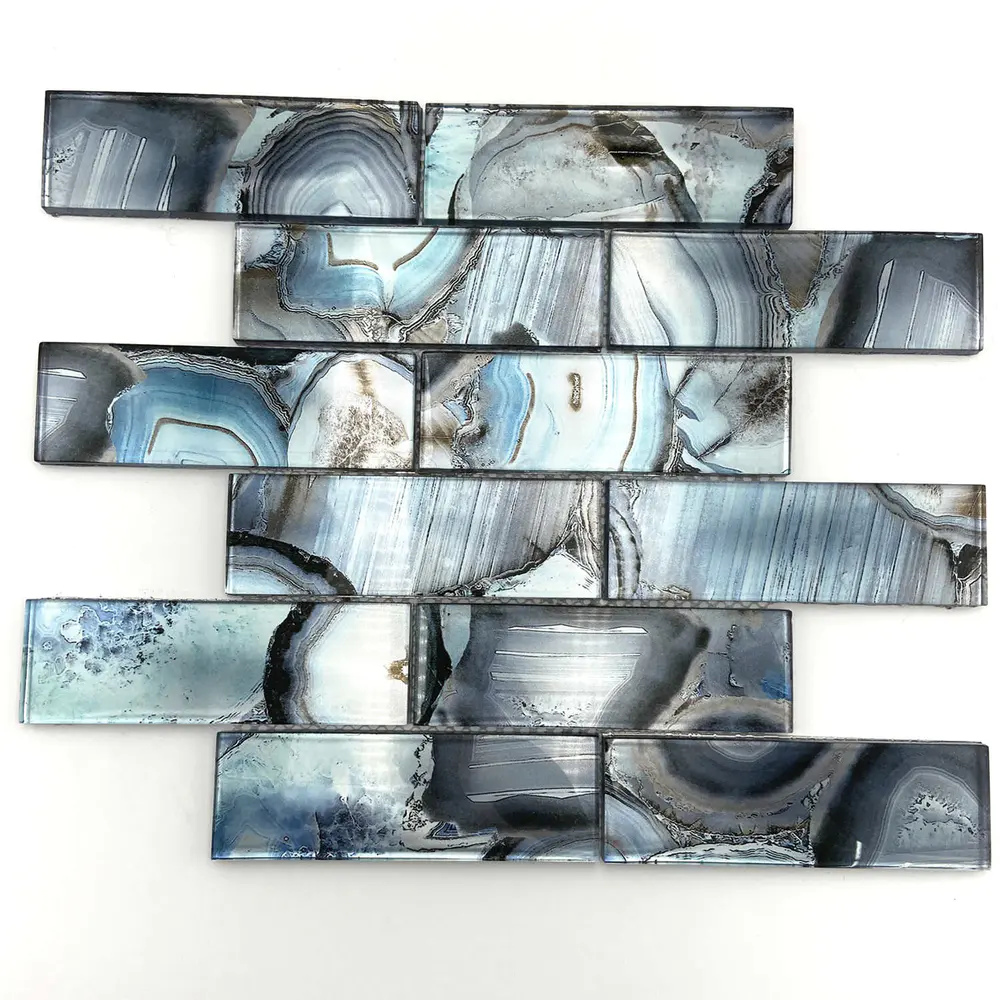 Bright and sea blue glass mosaic tile
